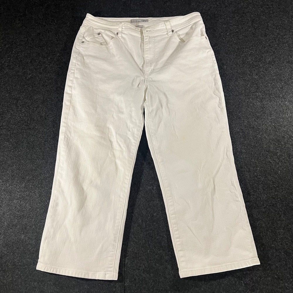 Chico's Platinum Jeans Womens 2.5 White Wide Leg Crop Denim Stretch Coastal Chic